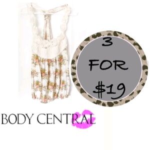 3/$19 Body Central vintage Floral Racerback Tank top camisole blouse